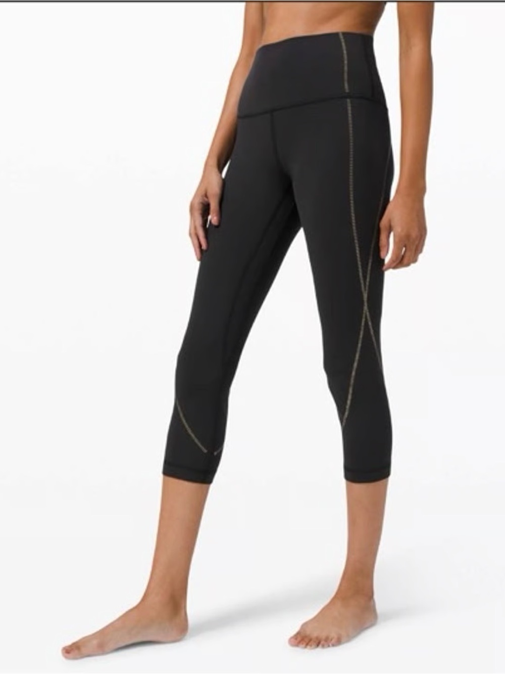 Lululemon Align Crop Leggings- Black with Gold Accents